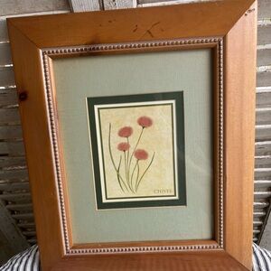 Framed Botanical Chives Print in Wood Frame